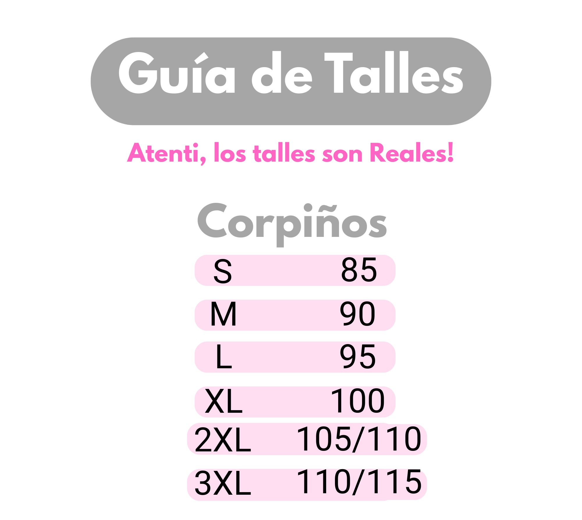 Talles : del S al 3xl